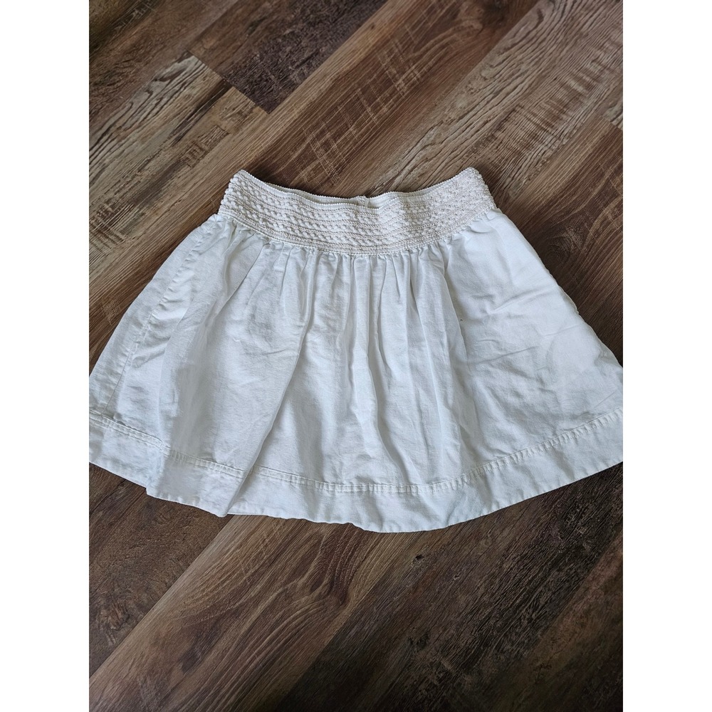 J. Crew White Smocked Waist Cotton Mini Skirt Embroidered Boho Summer Large